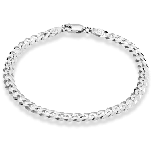 925 Sterling Silver Italian 5Mm Solid Diamond-Cut Cuban Link Curb Chain Bracelet for Men Women, Made in Italy (9.00 Inch)